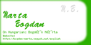 marta bogdan business card